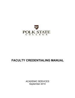 FACULTY CREDENTIALING MANUAL  ACADEMIC SERVICES September 2014