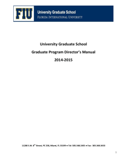 University Graduate School Graduate Program Director’s Manual 2014-2015