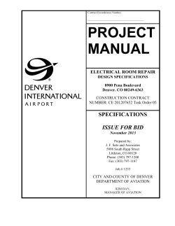 PROJECT MANUAL SPECIFICATIONS ISSUE FOR BID