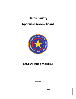 Harris County Appraisal Review Board 2014 MEMBER MANUAL