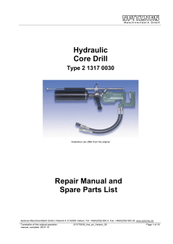 Hydraulic Core Drill Repair Manual and Spare Parts List