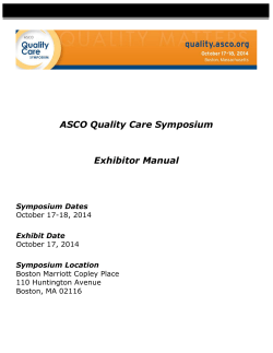 ASCO Quality Care Symposium Exhibitor Manual Symposium Dates