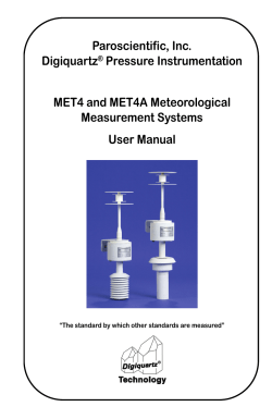 Paroscientific, Inc. Digiquartz Pressure Instrumentation MET4 and MET4A Meteorological