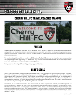 CHFC COACHES MANUAL Cherry hill FC Travel CoaChes Manual Preface
