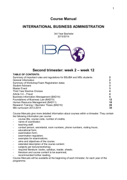 Course Manual INTERNATIONAL BUSINESS ADMINISTRATION – week 12 Second trimester: week 2