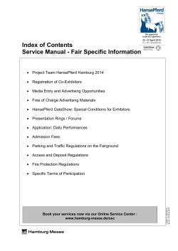 Index of Contents Service Manual - Fair Specific Information