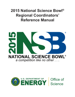 2015 National Science Bowl  Regional Coordinators’ Reference Manual