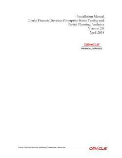 Installation Manual Oracle Financial Services Enterprise Stress Testing and Capital Planning Analytics