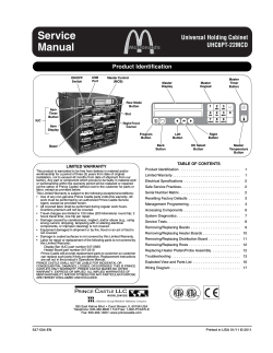 Service Manual Universal Holding Cabinet UHC6PT-22MCD