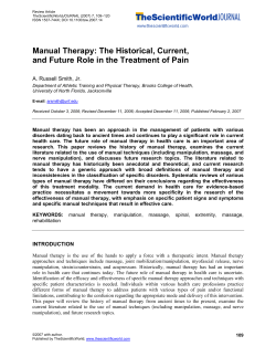 Manual Therapy: The Historical, Current,  A. Russell Smith, Jr.