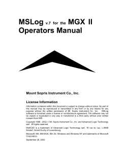 MSLog MGX II Operators Manual v.7 for the