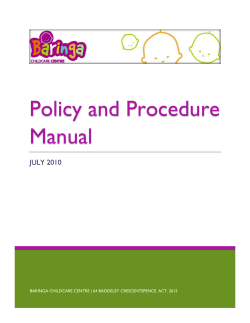 Policy and Procedure Manual  JULY 2010
