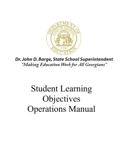 Student Learning Objectives Operations Manual