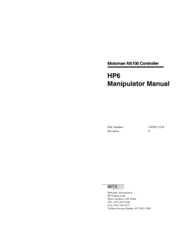 HP6 Manipulator Manual Motoman NX100 Controller Part Number:
