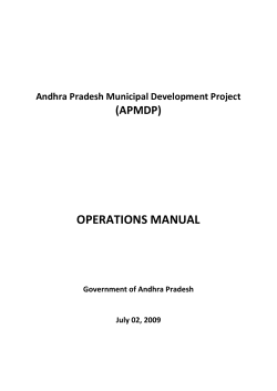 OPERATIONS MANUAL (APMDP)  Andhra Pradesh Municipal Development Project