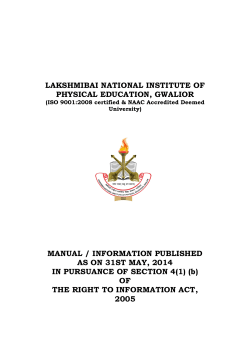 LAKSHMIBAI NATIONAL INSTITUTE OF PHYSICAL EDUCATION, GWALIOR MANUAL / INFORMATION PUBLISHED