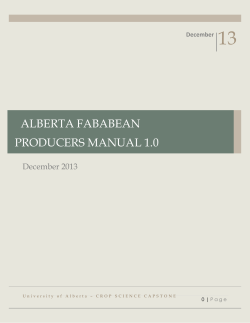 13 ALBERTA FABABEAN PRODUCERS MANUAL 1.0 December 2013