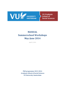 MANUAL Summerschool	Workshops May‐June	2014 PhD	programme	2013‐2014