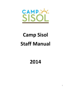 Camp Sisol Staff Manual  2014