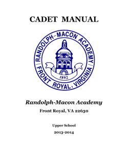CADET  MANUAL Randolph-Macon Academy Front Royal, VA 22630