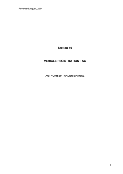 Section 10 VEHICLE REGISTRATION TAX AUTHORISED TRADER MANUAL 1