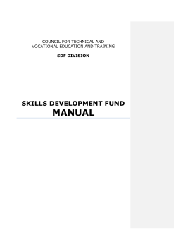 MANUAL SKILLS DEVELOPMENT FUND  COUNCIL FOR TECHNICAL AND