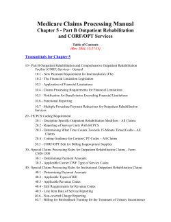 Medicare Claims Processing Manual Chapter 5 - Part B Outpatient Rehabilitation