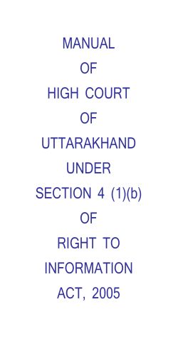 MANUAL OF HIGH COURT UTTARAKHAND