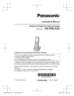KX-PRLA20 Installation Manual Additional Digital Cordless Handset