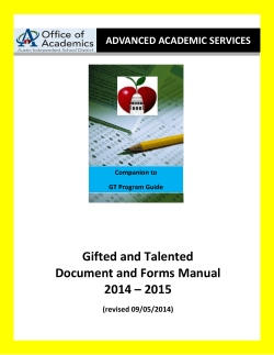 Gifted and Talented Document and Forms Manual 2014 – 2015