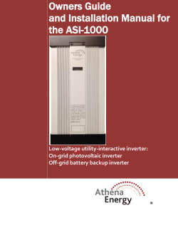 Owners Guide and Installation Manual for the ASI-1000