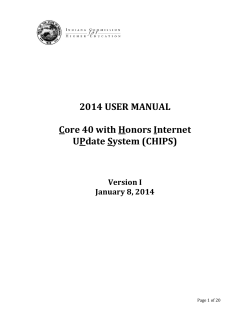 2014 USER MANUAL Core 40 with Honors Internet UPdate System (CHIPS)