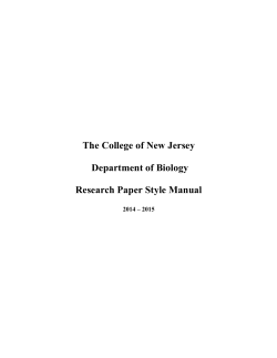 The College of New Jersey Department of Biology Research Paper Style Manual