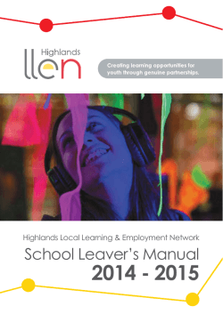 2014 - 2015 School Leaver’s Manual Highlands Local Learning &amp; Employment Network