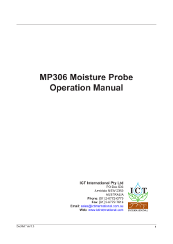MP306 Moisture Probe Operation Manual  ICT International Pty Ltd