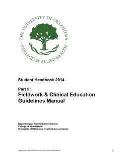 Fieldwork &amp; Clinical Education Guidelines Manual Student Handbook 2014