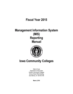 Fiscal Year 2015 Management Information System (MIS)