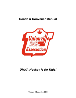 Coach &amp; Convener Manual UMHA Hockey is for Kids!