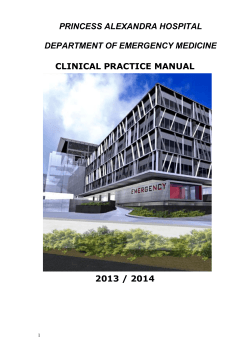 CLINICAL PRACTICE MANUAL  PRINCESS ALEXANDRA HOSPITAL DEPARTMENT OF EMERGENCY MEDICINE