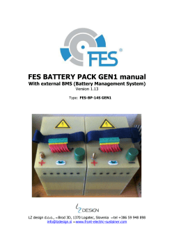 FES BATTERY PACK GEN1 manual  With external BMS (Battery Management System)