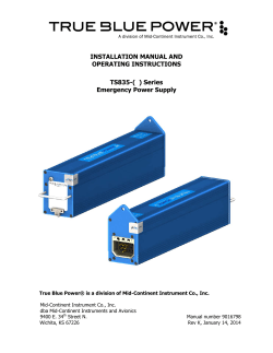 INSTALLATION MANUAL AND OPERATING INSTRUCTIONS TS835-(  ) Series