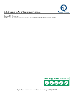Med Supp e-App Training Manual  January 2014 Brokerage