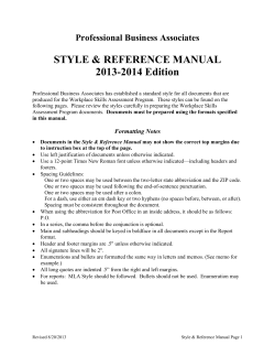 STYLE &amp; REFERENCE MANUAL 2013-2014 Edition  Professional Business Associates