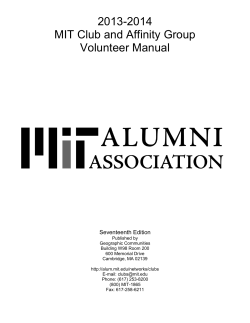 2013-2014 MIT Club and Affinity Group Volunteer Manual