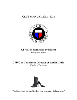 CLUB MANUAL 2012 - 2014 GFWC of Tennessee President