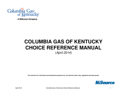 COLUMBIA GAS OF KENTUCKY CHOICE REFERENCE MANUAL April 2014)
