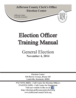 Election Officer Training Manual General Election