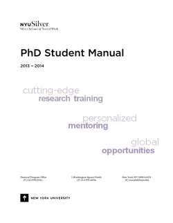 PhD Student Manual 2013 --- 2014