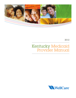 Kentucky Medicaid Provider Manual 2012