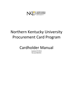 Northern Kentucky University Procurement Card Program  Cardholder Manual